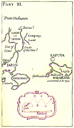 Map of Laputa and Balnibarbi