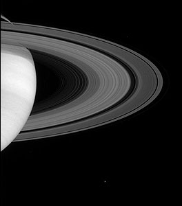 Saturn: rings and moons by  NASA/JPL/Space Science Institute